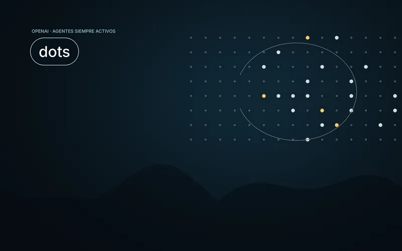 Ilustración de los dots de OpenAI, una red de puntos de luz